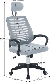 Irodai szék, szürke/fekete, EDRED