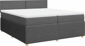 vidaXL sötétszürke szövet rugós ágy matraccal 200 x 200 cm