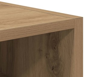 kézműves tölgy színű szerelt fa könyvespolc 60x24x85 cm
