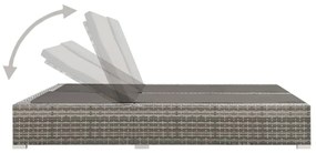 Kétszemélyes szürke polyrattan napozóágy