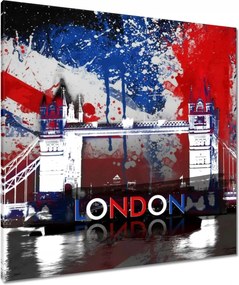 Vászonkép 90x90 Tower Bridge zászlóval