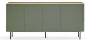 Zöld-natúr színű alacsony komód tölgyfa dekorral 165x78 cm Arista – Teulat