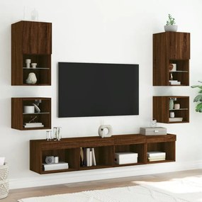 2 db barna tölgyszínű fali TV-szekrény LED-del 30x28,5x30 cm