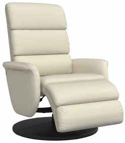 Krémszínű dönthető műbőr fotel lábzsámollyal