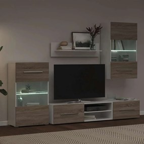 5 darabos TV egység LED világítással sonoma tölgy