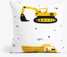 Goldea gyermek krepp párnahuzat - kotrógépek és építkezési eszközök 40 x 40 cm