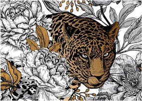 Kép - leopárd a virágok között (70x50 cm)