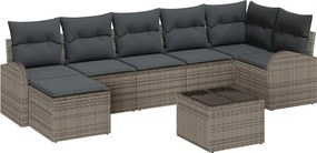 vidaXL Kerti Kanapé Szett párnával 8 pcs Szürke Poli rattan