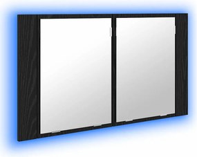 vidaXL Fürdőszobai tükörszekrény Fekete tölgy 80 x 12 x 45 cm Faanyag