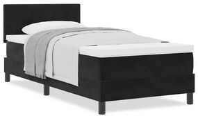 Boxspring Ágy Matrac Melengető Fekete 100x200 cm Bársony