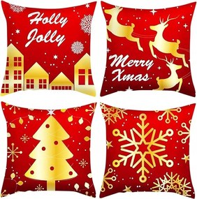 4x Párnahuzatok Karácsonyi dekoratív díszpárnahuzat