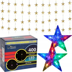 Fényfüggöny 3x2m 50 csillag Csillag 400LED karácsonyra többszínű Goliat