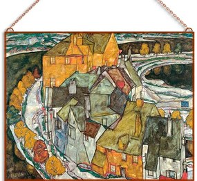 Egon Schiele - Crescent of Houses üvegkép, falikép