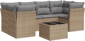 vidaXL 7 részes bézs polyrattan kerti ülőgarnitúra párnákkal