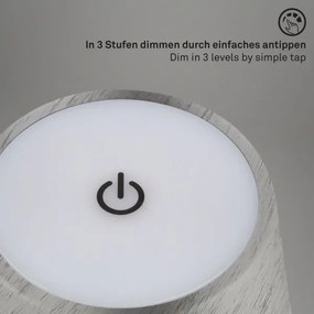 Brilo - LED újratölthető érintésvezérlésű asztali lámpa KIKI LED/2,6W/5V IP44 2600 mAh ezüst
