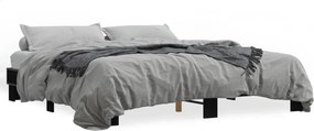 vidaXL fekete szerelt fa és fém ágykeret 200 x 200 cm