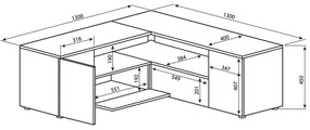 Fehér-natúr színű TV-állvány tölgyfa dekorral 130x46 cm Angle – TemaHome