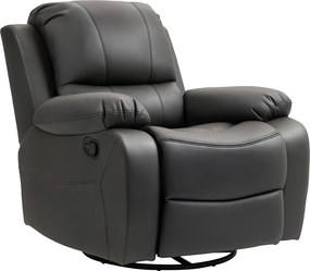 HOMCOM Reclináló TV Fotel, Dönthető Funkcióval, Lábbal Pihenő, Forgó TV Fotel Zsebspring rendszerrel, Fekete | Aosom