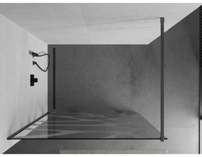 Mexen Kioto, Walk-In zuhany paraván 100 x 200 cm, 8 mm átlátszó üveg fehér mintás, grafit profil, 800-100-101-66-97