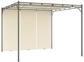 krémszínű kerti pavilon oldalfüggönnyel 3 x 3 x 2,25 m