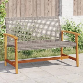 vidaXL szürke polyrattan és akácfa kerti pad 112 cm