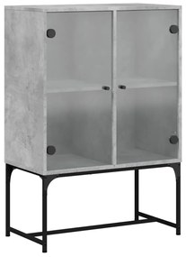 betonszürke kisszekrény üvegajtókkal 69x37x100 cm