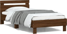 vidaXL barna tölgy színű fejtámlás ágykeret matrac nélkül 100 x 200 cm
