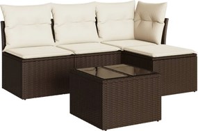 vidaXL 5 részes barna polyrattan kerti ülőgarnitúra párnával