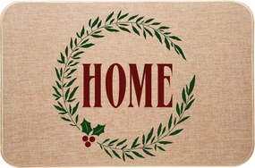 Karácsonyi lenvászon Lábtörlő dekoratív koszorú Home felirattal