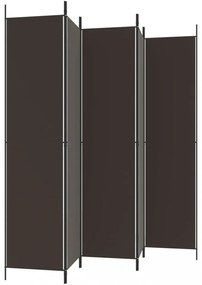 5 paneles barna szövet paraván 250 x 220 cm