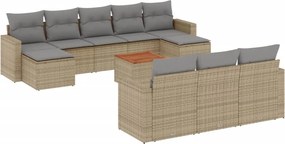 vidaXL 11 részes bézs polyrattan kerti ülőgarnitúra párnákkal