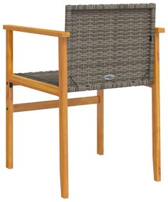 2 db szürke polyrattan és tömör fa kerti szék