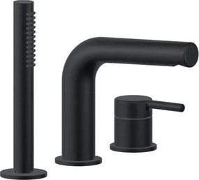 Kádtöltő Csaptelep Álló Zuhanyzóval Fekete 3 Lyukú Sárgaréz Kád