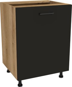 Konyhaszekrény alsó 60 Capri korpusz tölgy Evoke front fekete matt