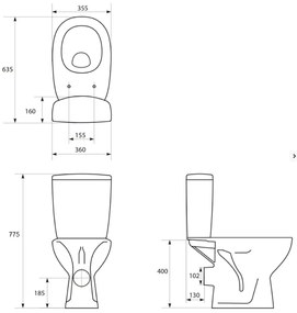 Cersanit ARTECO 010 CLEANON WC ülőkés Soft Close 63,5 x 35,5 cm, K667-069