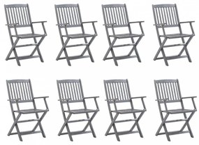 8 db összecsukható tömör akácfa kerti szék