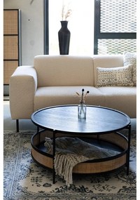 Fekete-natúr színű kerek dohányzóasztal ø 80 cm Makoto – White Label