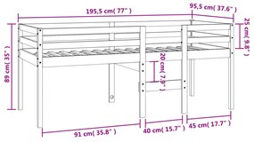 viaszbarna tömör fenyőfa magasított ágy 90x190 cm