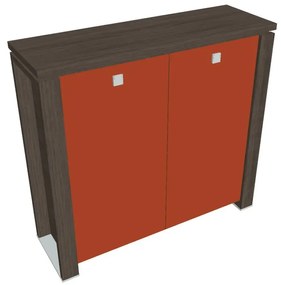 Verno+ közepes szekrény 140 x 46 x 130 cm, üvegajtó, antracit tölgy / narancs