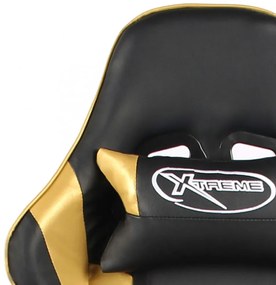 aranyszínű PVC forgó gamer szék lábtartóval