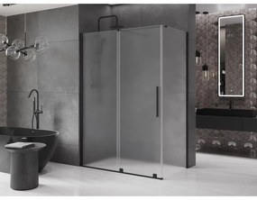 Mexen Velar, tolóajtós zuhanykabin 160 x 100 cm, 8 mm-es mattüveg, fekete matt, 871-160-100-31-70