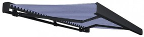 kék és fehér motorizált kazettás napellenző 450 x 300 cm