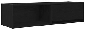 2 db fekete tölgy színű szerelt fa TV-szekrény 100x31x25,5cm