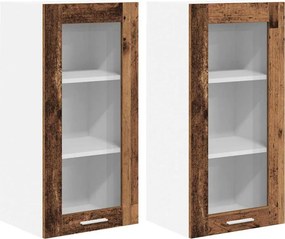 vidaXL Függő szekrény tárolóval 2 pcs Öreg fa 40 x 31 x 80 cm Faanyag