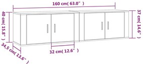 2 db fehér falra szerelhető TV-szekrény 80 x 34,5 x 40 cm