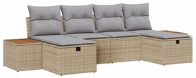 vidaXL Kerti Kanapé Szett párnával tárolóval 6 pcs Bézs polirattan