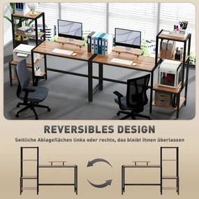 HOMCOM Íróasztal monitorállvánnyal, szintes polccal, Ipari Design, barna