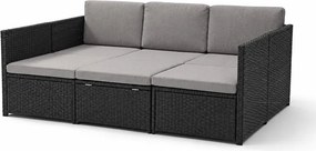 AVENBERG VIS Kerti rattan garnitúra - fekete/sötétszürke
