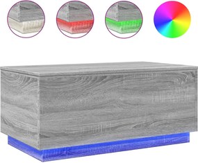 vidaXL szürke sonoma színű dohányzóasztal LED-lámpákkal 90x50x40 cm