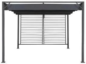 Prémium pergola szürke acél vázzal és poliészter tetővel 300x300x230 cm